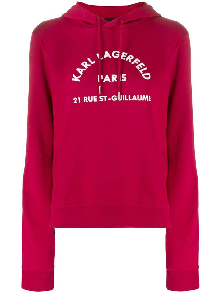 Karl Lagerfeld Address Logo Hoodie - Red