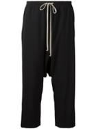 Rick Owens Drop-crotch Cropped Trousers, Women's, Size: 42, Black, Viscose/virgin Wool/cotton