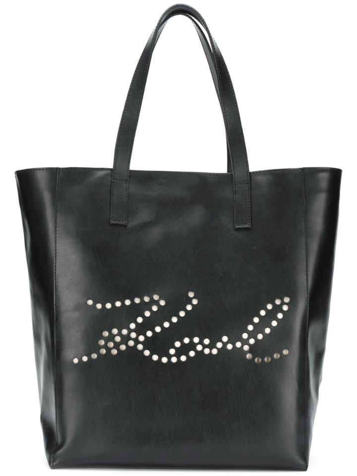 Karl Lagerfeld K/signature Perforated Shopper Tote - Black