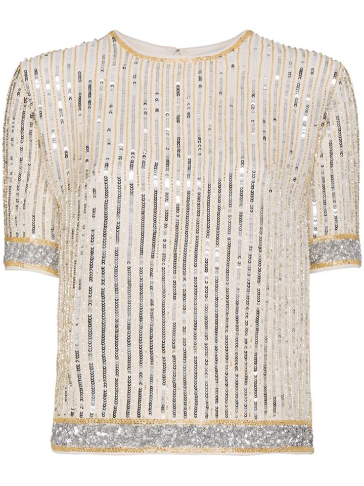 Ganni Temple Sequin Top - Nude & Neutrals
