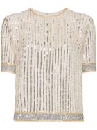 Ganni Temple Sequin Top - Nude & Neutrals