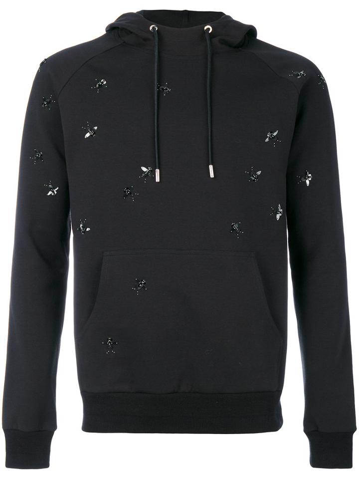 Dior Homme - Embroidered Flies Hoodie - Men - Cotton/polyamide/spandex/elastane - M, Black, Cotton/polyamide/spandex/elastane