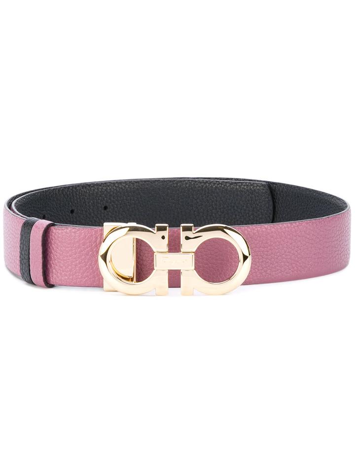 Salvatore Ferragamo - Double Gancio Reversible Belt - Women - Calf Leather - 90, Pink/purple, Calf Leather