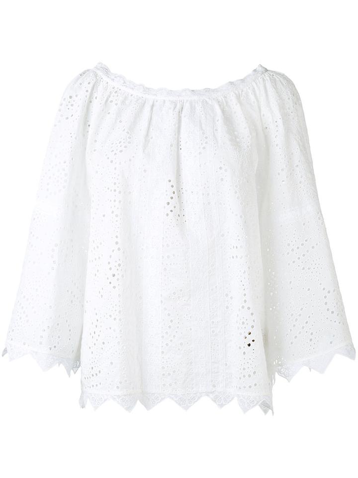 Burberry - Embroidered Blouse - Women - Cotton/polyester - 12, White, Cotton/polyester