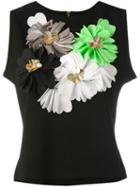 Amuse - Floral Embellishment Tank - Women - Cotton/polyester - S, Black, Cotton/polyester