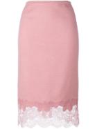 Ermanno Scervino Lace Hem Skirt, Women's, Size: 42, Pink/purple, Silk/polyamide/cashmere/wool