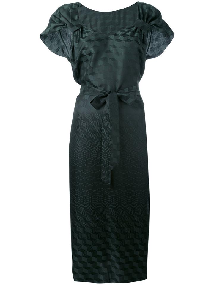 Indress - Tie-waist Dress - Women - Silk/modal - 2, Green, Silk/modal