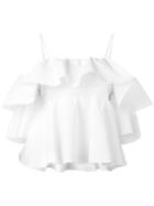 Msgm - Off-shoulder Ruffled Blouse - Women - Cotton - 40, Women's, White, Cotton