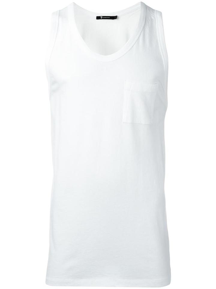 T By Alexander Wang Scoop Neck Tank Top, Men's, Size: Large, White, Cotton