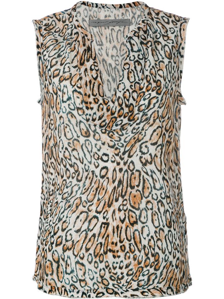Raquel Allegra - Leopard Print Tank - Women - Silk - 0, Nude/neutrals, Silk