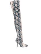 Stuart Weitzman Snake Print Over The Knee Boots - Grey