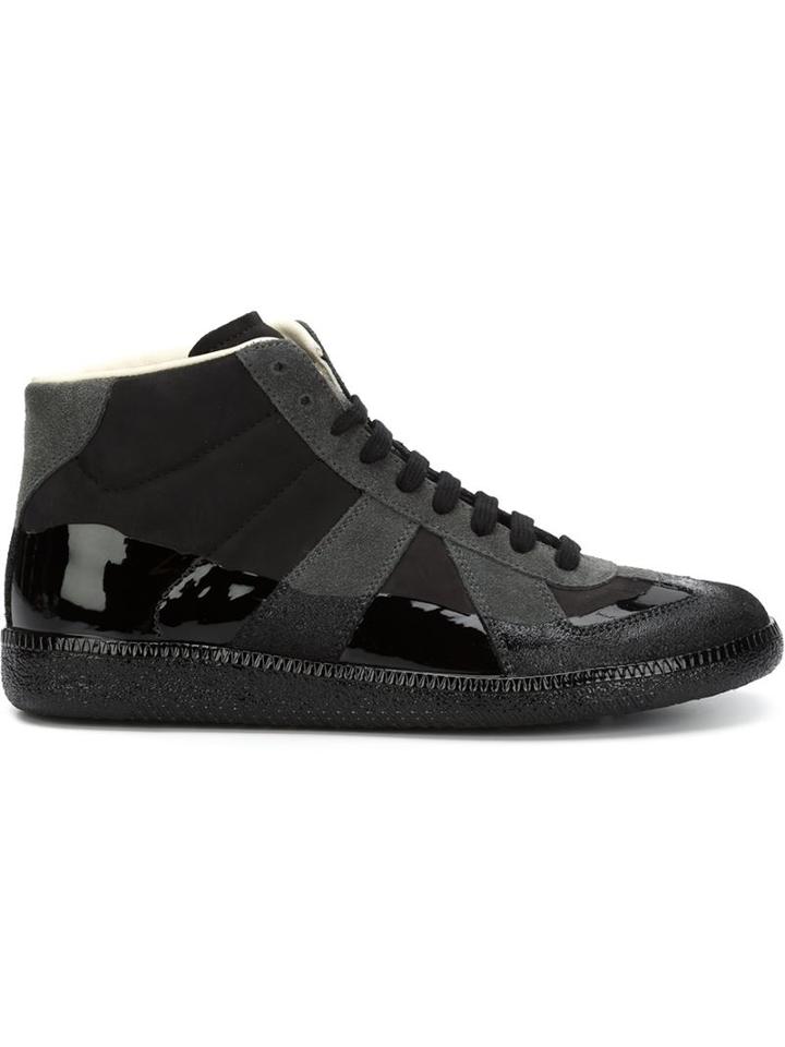 Maison Margiela Replica Hi-top Sneakers, Men's, Size: 7, Black, Leather/rubber