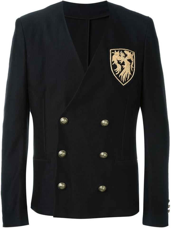 Balmain - Double Breasted Blazer - Men - Cotton - 54, Black, Cotton