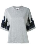 Facetasm - Fringed Trim T-shirt - Women - Cotton/rayon - 1, Grey, Cotton/rayon