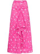 All Things Mochi Ola Printed Linen Midi Skirt - Pink