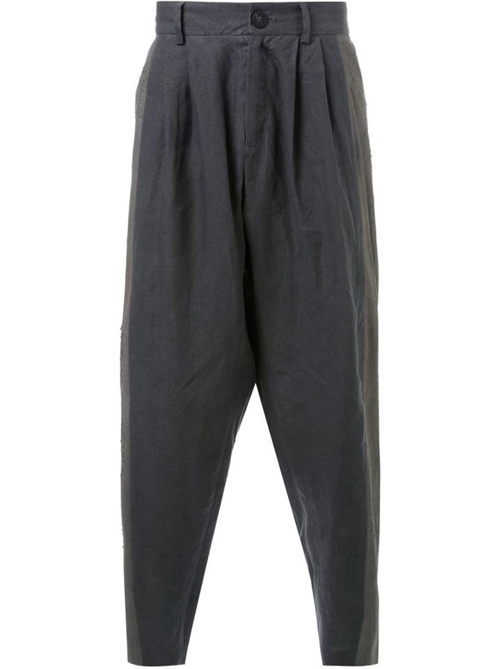 Isabel Benenato Drop-crotch Trousers, Men's, Size: Medium, Grey, Linen/flax/leather
