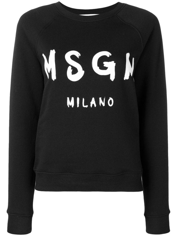 Msgm Logo Printed Sweatshirt - Black