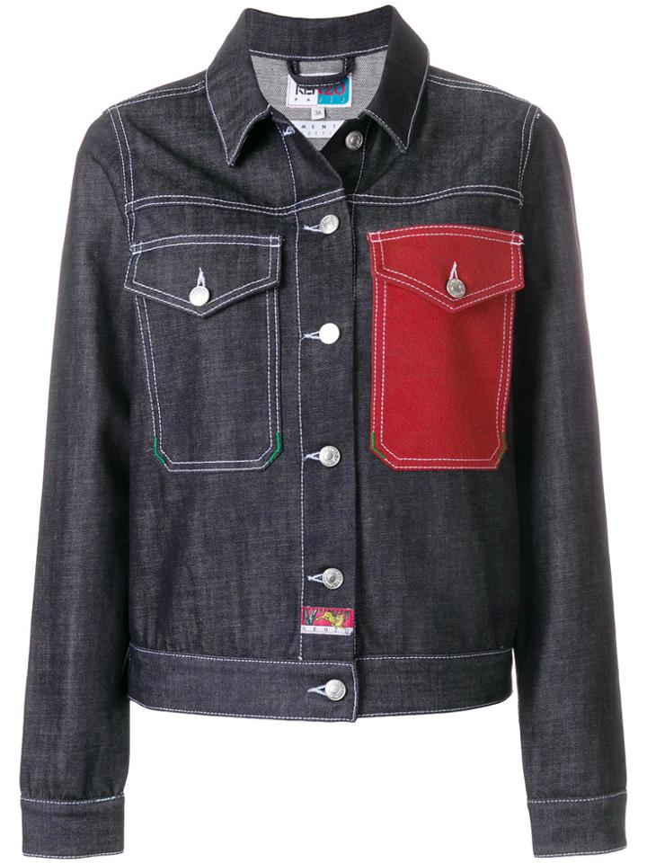 Kenzo Contrast Pocket Denim Jacket - Blue
