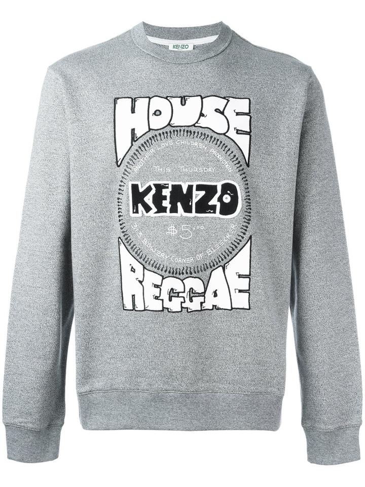 Kenzo House Reggae Print Sweatshirt, Men's, Size: Xs, Grey, Cotton/spandex/elastane/polyester
