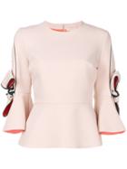 Roksanda - Flared Bow-sleeve Blouse - Women - Silk/polyester/spandex/elastane - 8, Pink/purple, Silk/polyester/spandex/elastane