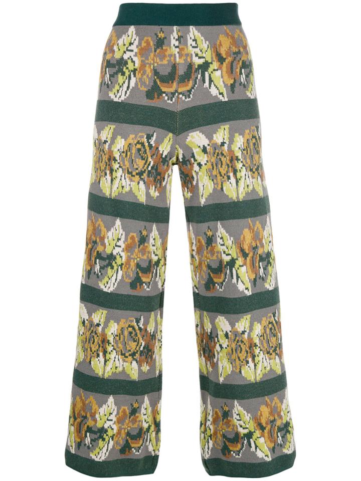 Phisique Du Role Floral Stripe Trousers - Grey