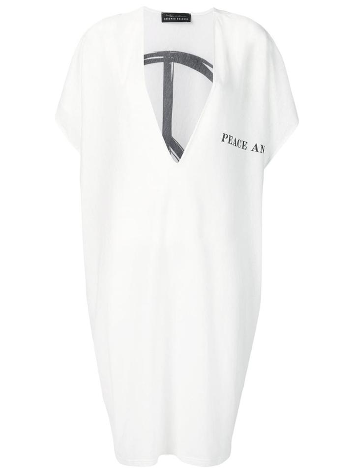 Barbara Bologna Peace Print Plunge Neck Dress - White