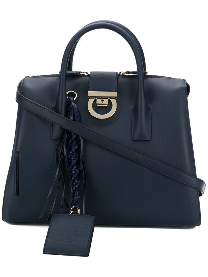 Salvatore Ferragamo Gancini Lock Tote Bag - Blue