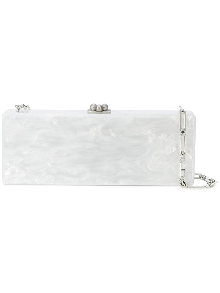 Edie Parker Flavia Pearl Effect Clutch Bag - White