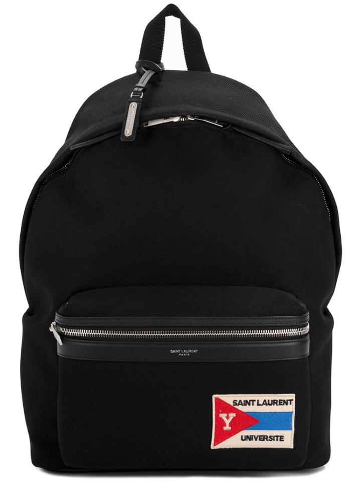 Saint Laurent City Backpack With Pocket Patch - Black