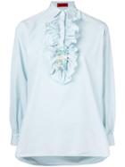 The Gigi Ruffle Bib Dina Shirt - Blue