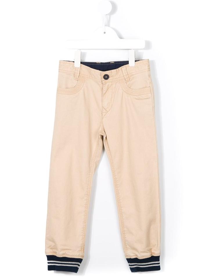 Boss Kids Striped Gathered Ankle Trousers, Boy's, Size: 6 Yrs, Brown