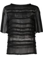 Jason Wu Sheer Panelled Top, Women's, Size: 6, Black, Silk