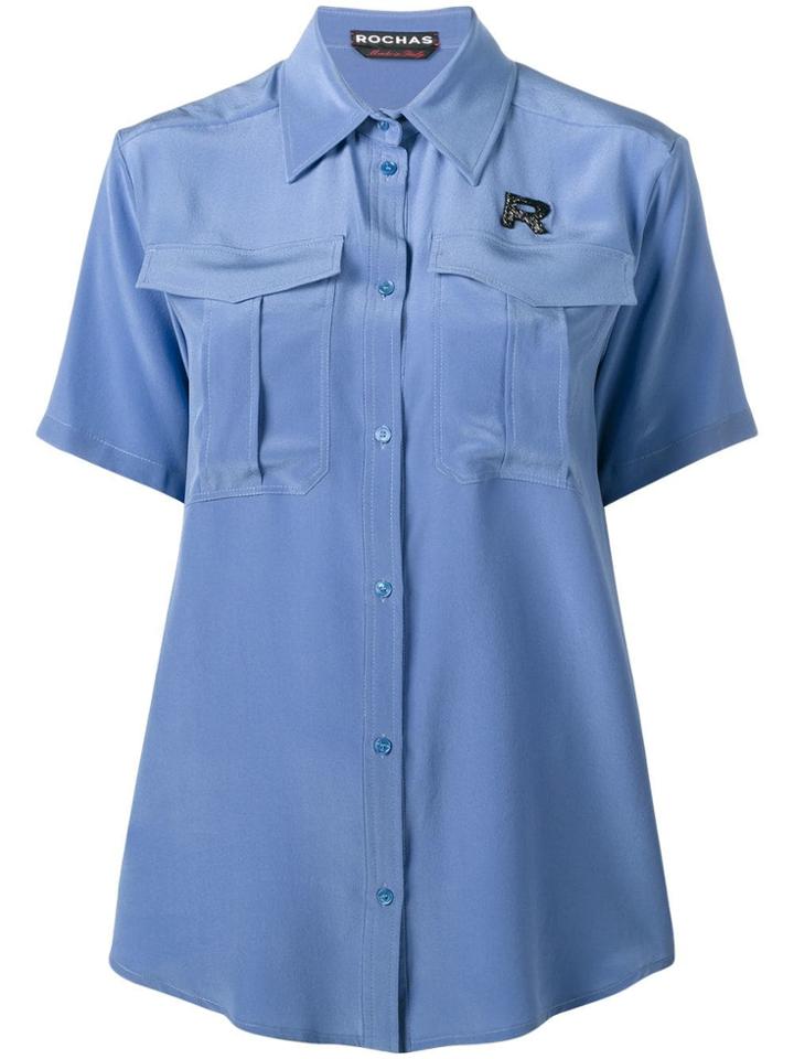 Rochas Short Sleeve Military Shirt - Blue