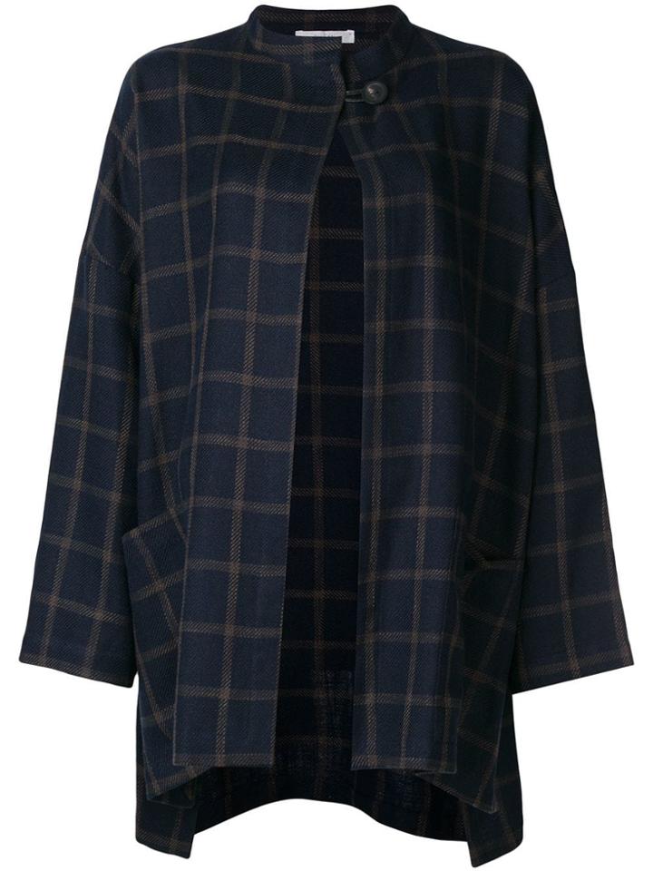 Dusan Checked Cardi-coat - Blue