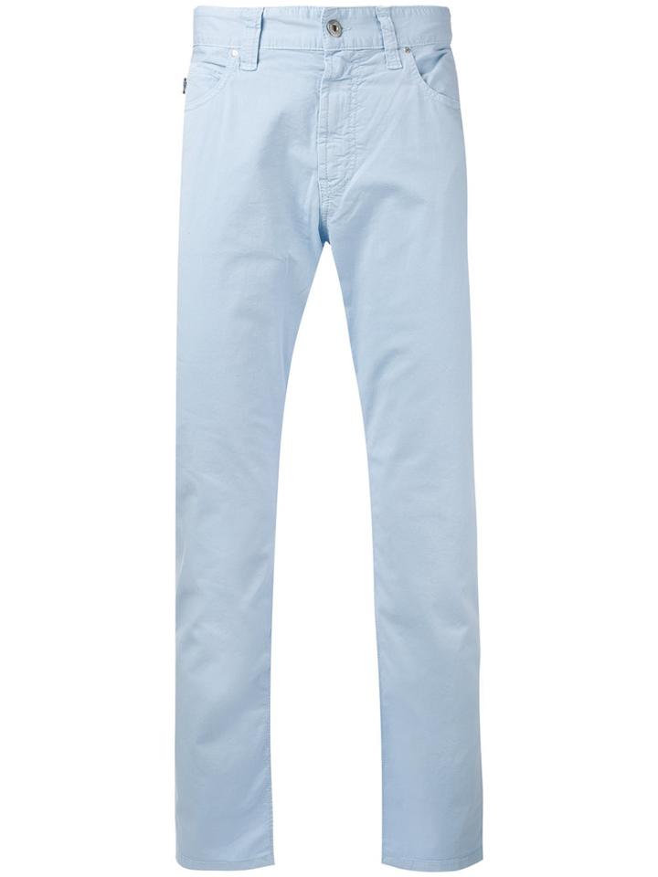 Armani Jeans - Plain Chinos - Men - Cotton/spandex/elastane - 38, Blue, Cotton/spandex/elastane
