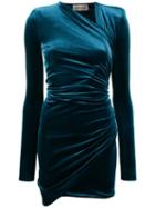 Alexandre Vauthier Velvet Wrap Dress - Green