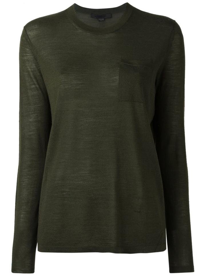 Alexander Wang Crew Neck Jumper, Women's, Size: Medium, Green, Silk/merino