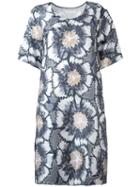 Tsumori Chisato Floral Print T-shirt Dress, Women's, Size: 3, Grey, Polyester/cupro/rayon