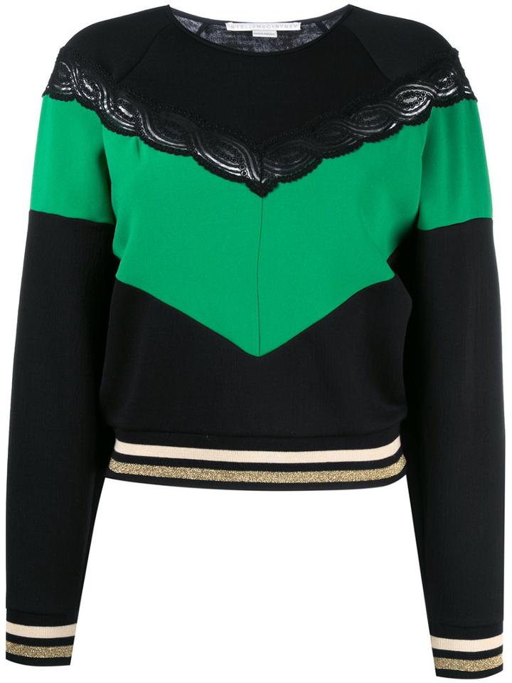 Stella Mccartney Contrasting Stripe Panel Jumper, Women's, Size: 42, Black, Cotton/polyamide/viscose/spandex/elastane