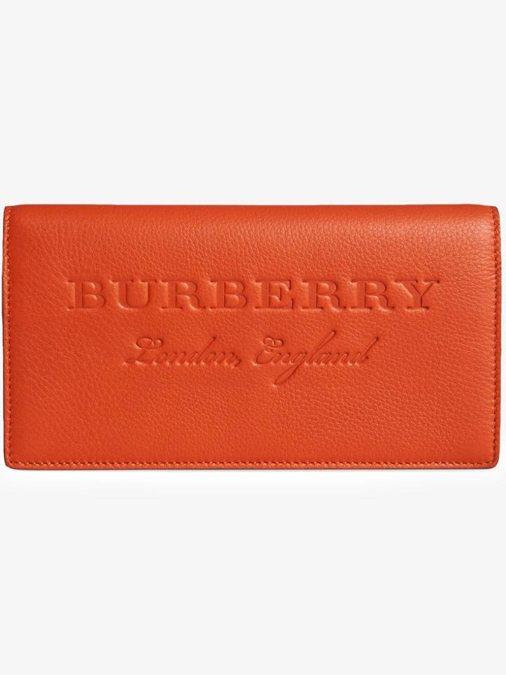 Burberry Embossed Leather Continental Wallet - Yellow & Orange