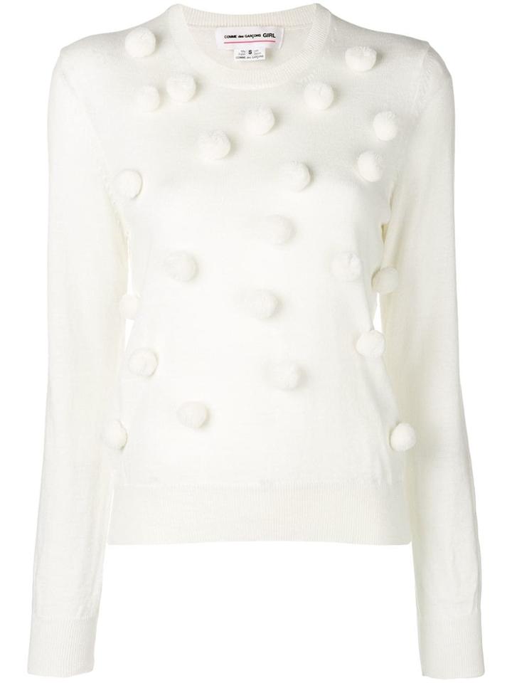 Comme Des Garçons Girl Pompom Knit Jumper - White