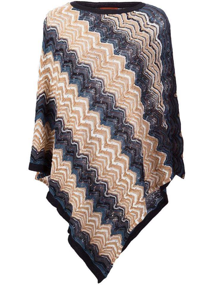 Missoni Wave Knit Poncho, Women's, Green, Acrylic/cashmere/wool