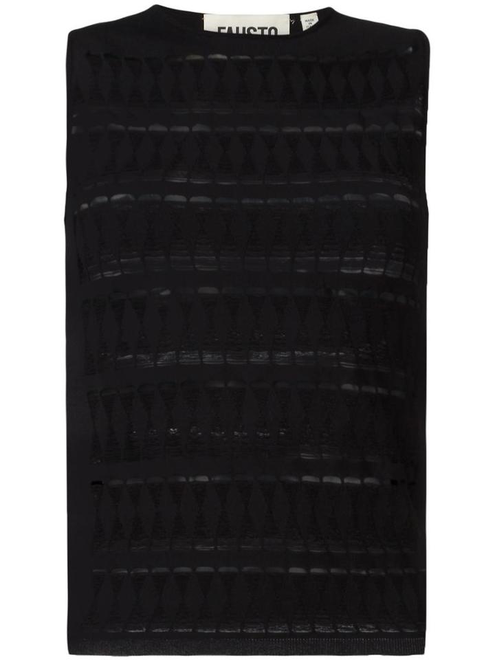 Fausto Puglisi Perforated Tank Top, Women's, Size: 42, Black, Viscose/polyester