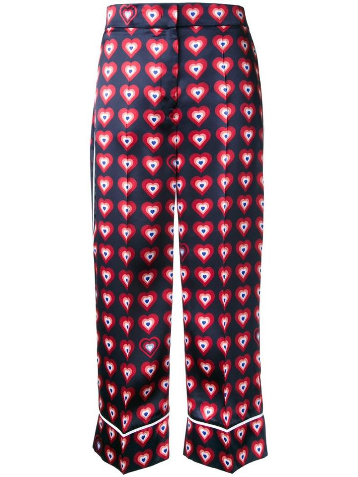 Fendi Heart Print Pyjama Trousers, Women's, Size: 42, Blue, Silk