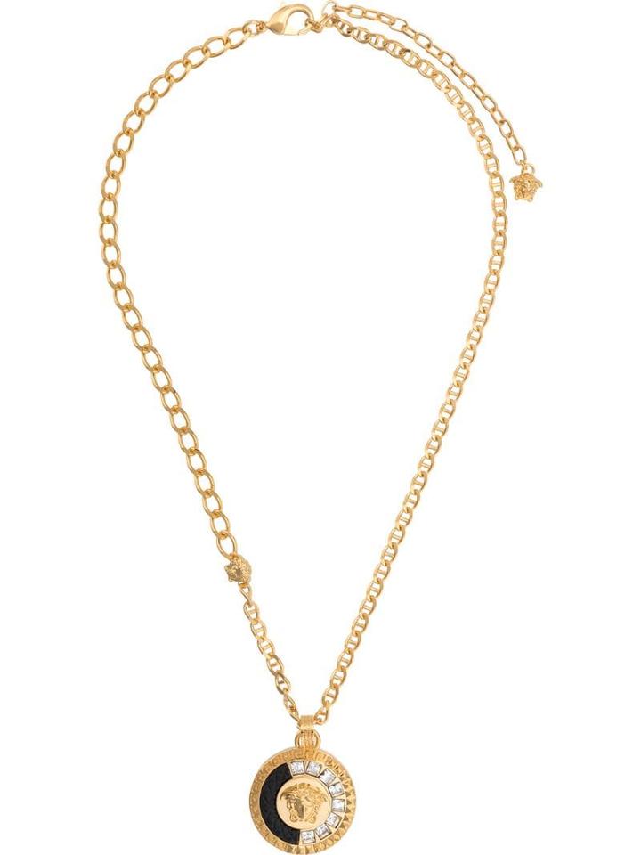 Versace Embellished Medusa Head Necklace - Gold