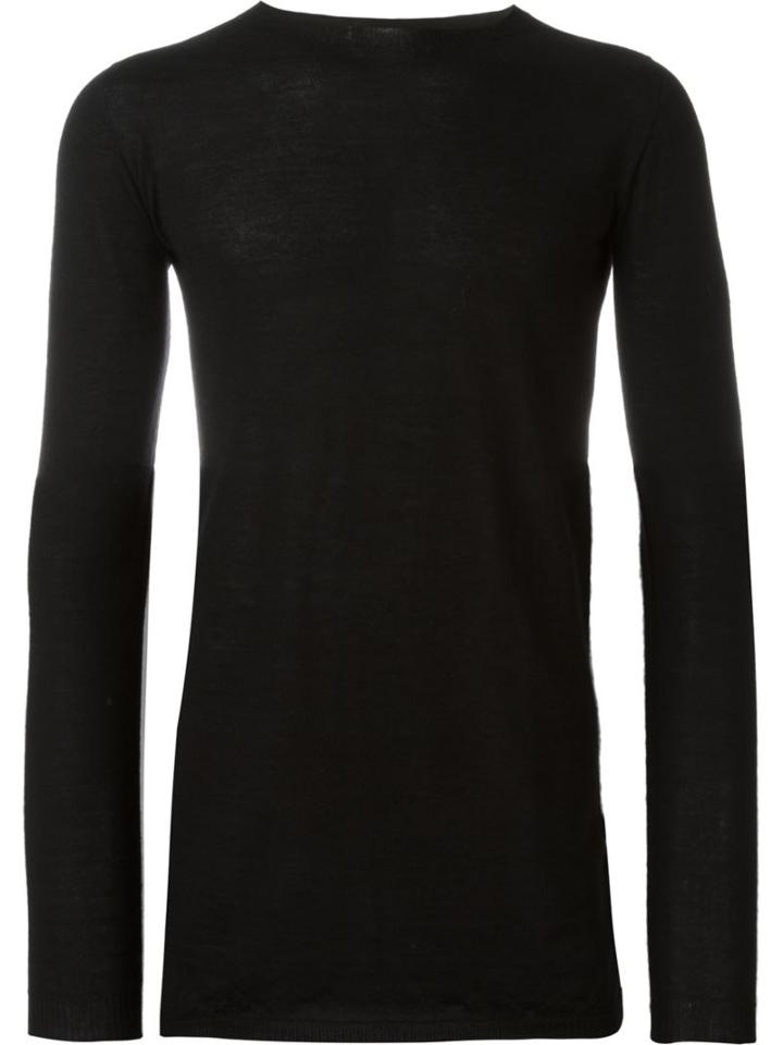 Rick Owens Slim Fit Sweater, Men's, Size: Medium, Black, Cashmere