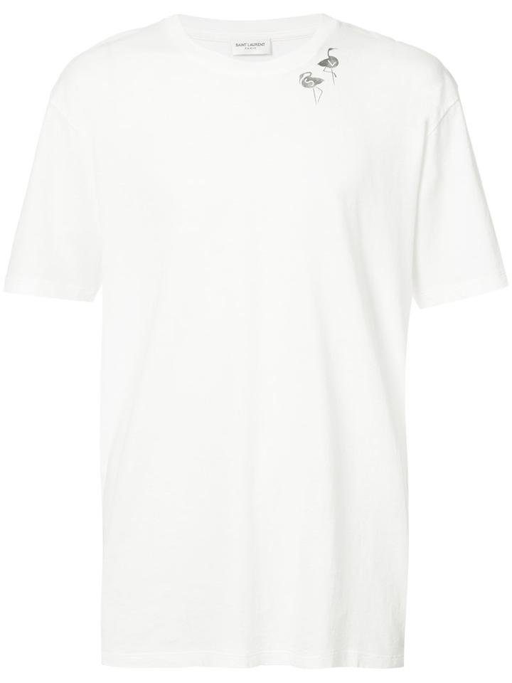 Saint Laurent - Flamingo Initial Print T-shirt - Men - Cotton - Xl, White, Cotton
