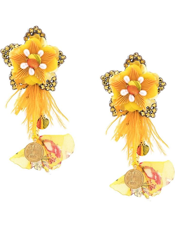 Ranjana Khan Daria Drop Earrings - Yellow