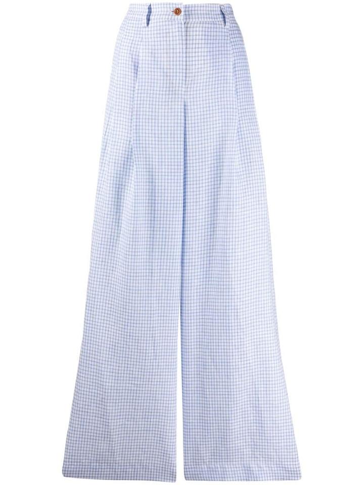 Jejia Katherine Checked Flared Pant - Blue