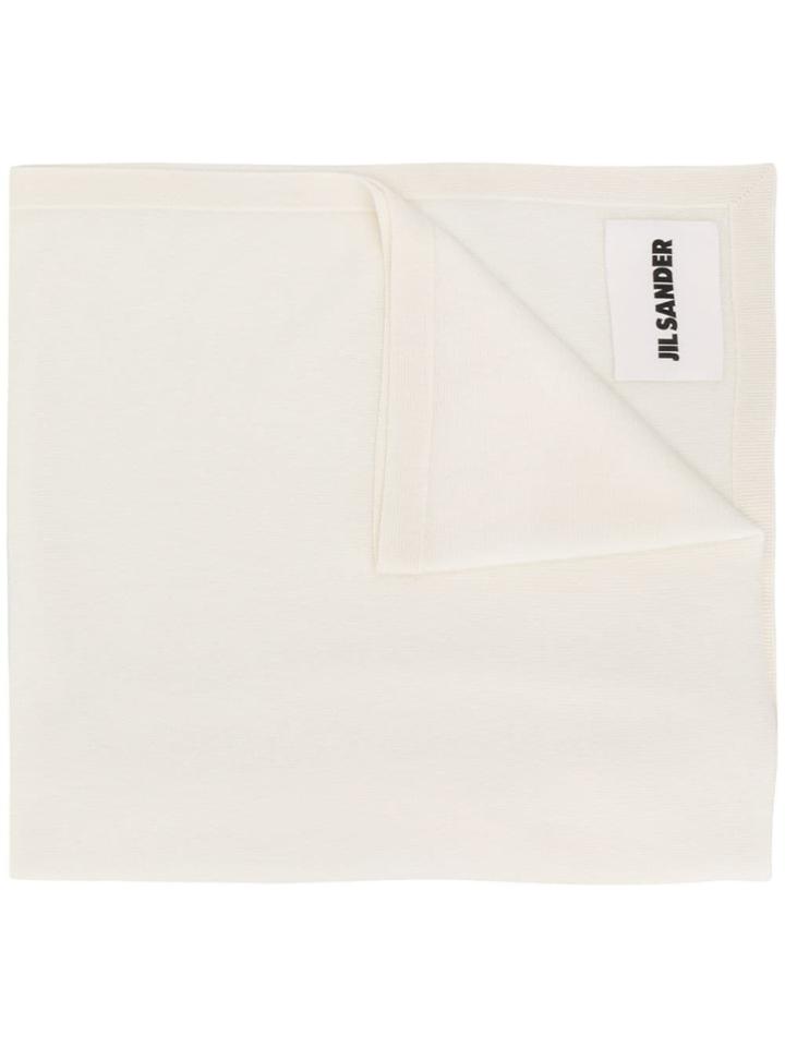 Jil Sander Logo Patch Knitted Scarf - White